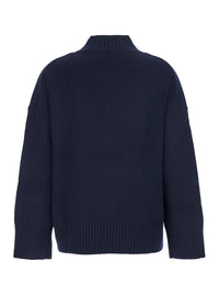 Leplain Women Women Mock Neck Pullover 5Gg With High Collar And Long Sleeves In Blue Cashmere