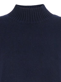 Leplain Women Women Mock Neck Pullover 5Gg With High Collar And Long Sleeves In Blue Cashmere