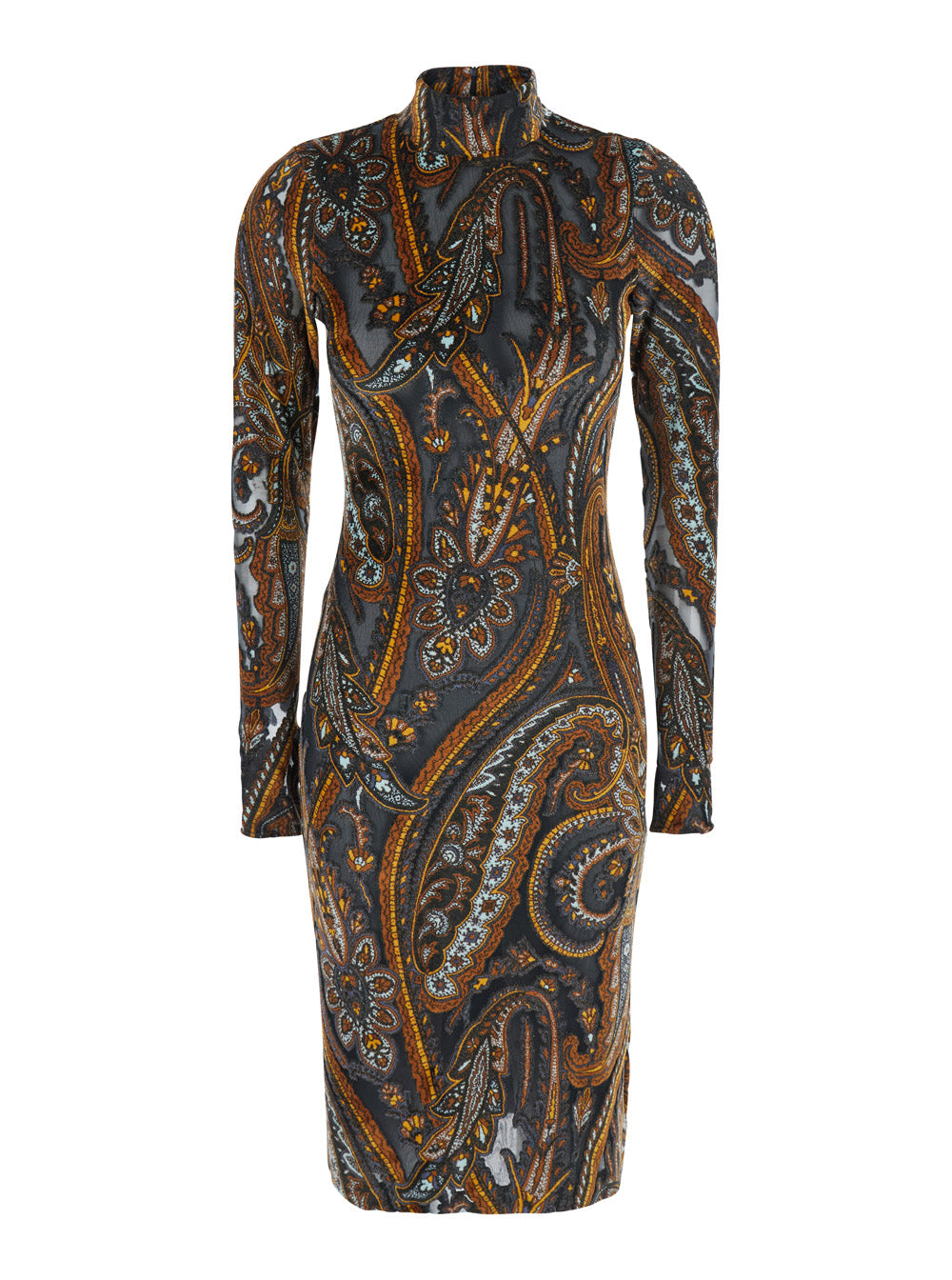 Etro Women Multicolor High-Neck Dress With All-Over Print In Tech Fabric For Women