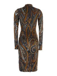 Etro Women Multicolor High-Neck Dress With All-Over Print In Tech Fabric For Women