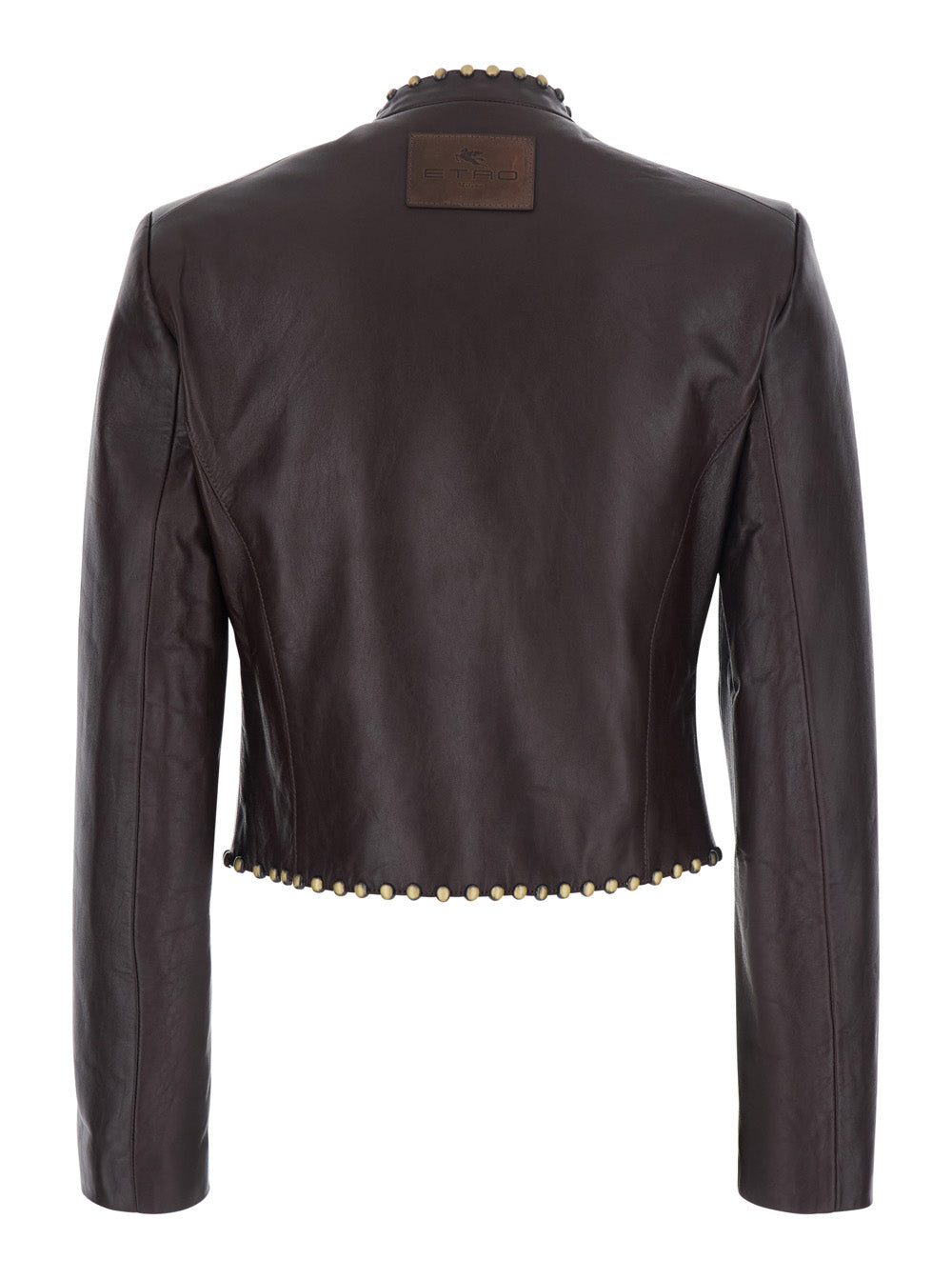 Etro Women Brown Jacket With Applied Studs And Logo Patch On The Back In Leather For Women
