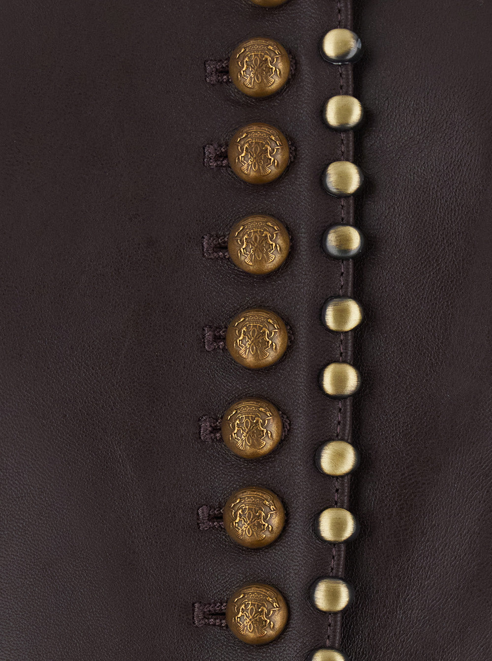 Etro Women Brown Jacket With Applied Studs And Logo Patch On The Back In Leather For Women