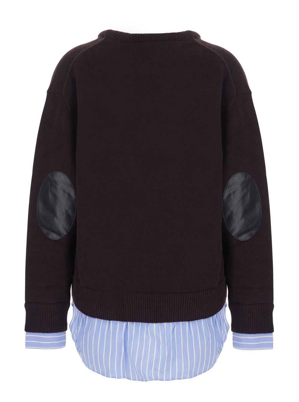 ACNE STUDIOS Acne Studios Women Brown V-Neck Sweater With Striped Cotton Cuffs And Hem In Wool Blend For Women