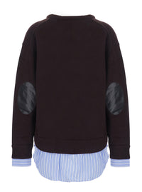 ACNE STUDIOS Acne Studios Women Brown V-Neck Sweater With Striped Cotton Cuffs And Hem In Wool Blend For Women