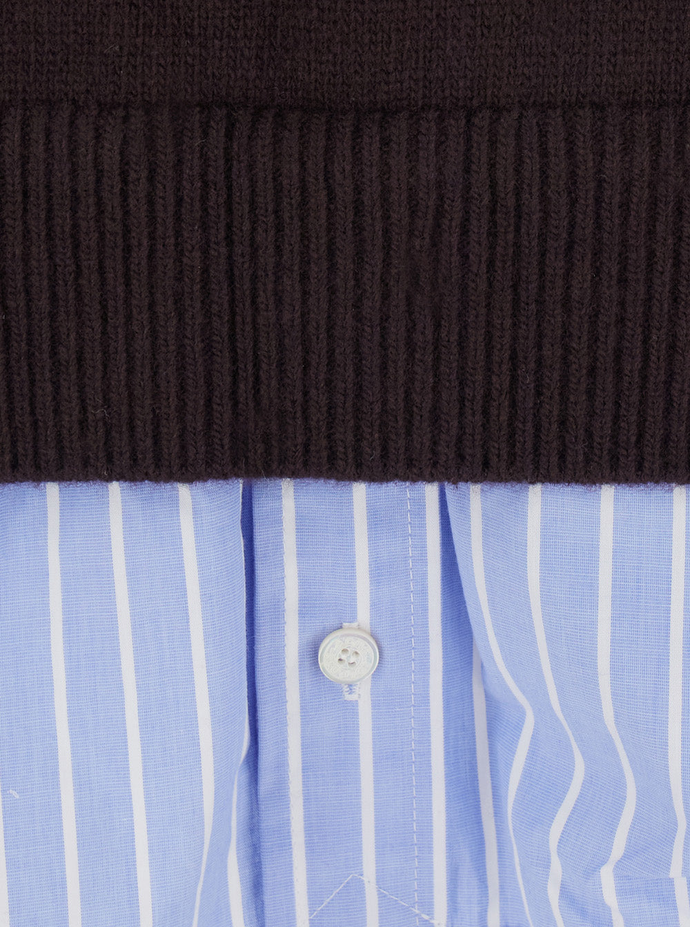 ACNE STUDIOS Acne Studios Women Brown V-Neck Sweater With Striped Cotton Cuffs And Hem In Wool Blend For Women