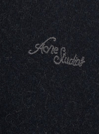 Acne Studios Men Black V-Neck Sweater With Logo Lettering On The Front In Wool Blend Men