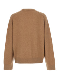 ACNE STUDIOS Acne Studios Men Beige V-Neck Sweater With Front Logo Lettering In Wool Blend For Men