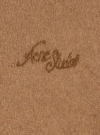 ACNE STUDIOS Acne Studios Men Beige V-Neck Sweater With Front Logo Lettering In Wool Blend For Men