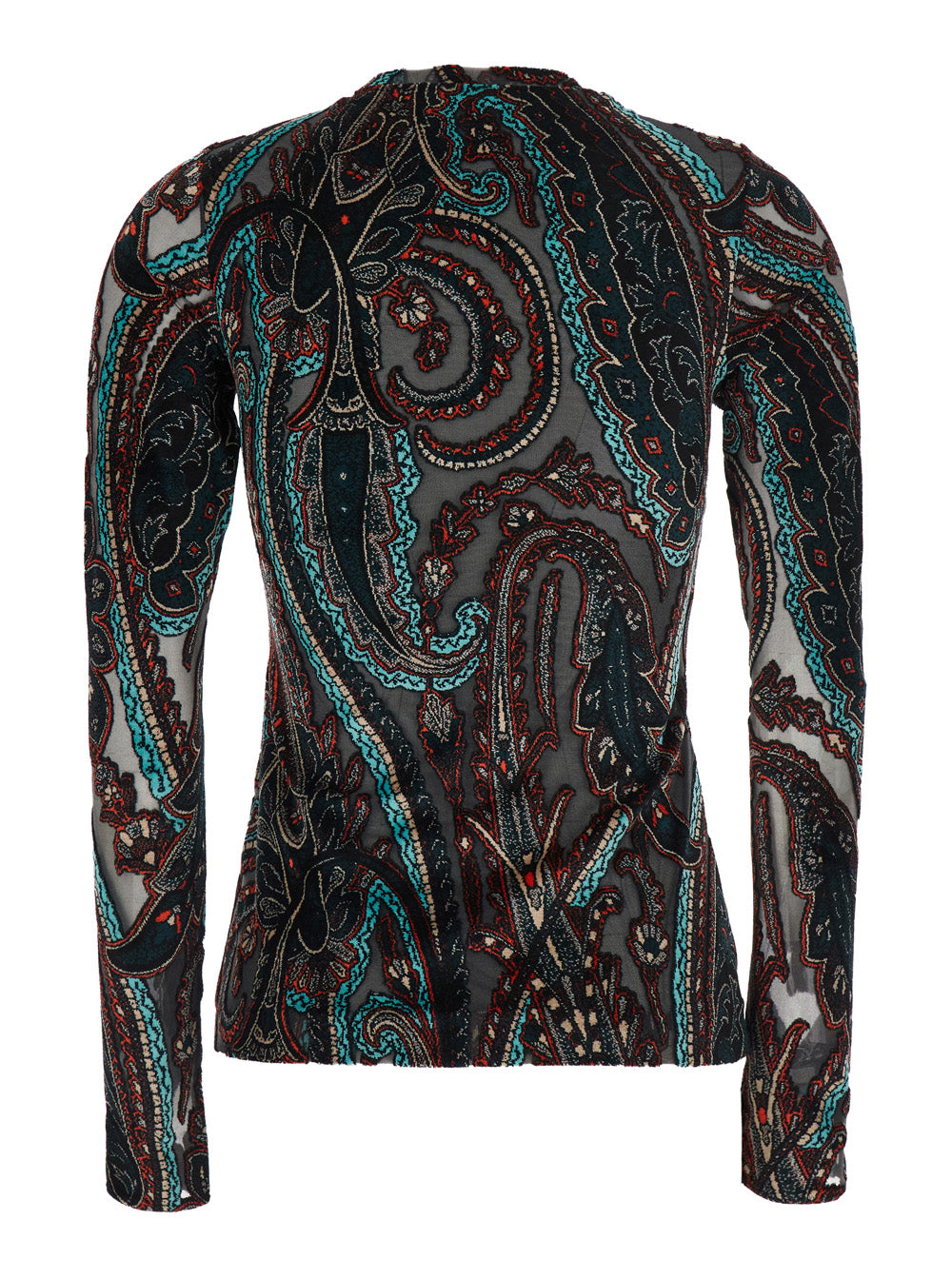 ETRO Etro Women Multicolor Long-Sleeved Crew Neck Top With All-Over Paisley Motif In Viscose Blend For Women