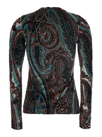 ETRO Etro Women Multicolor Long-Sleeved Crew Neck Top With All-Over Paisley Motif In Viscose Blend For Women