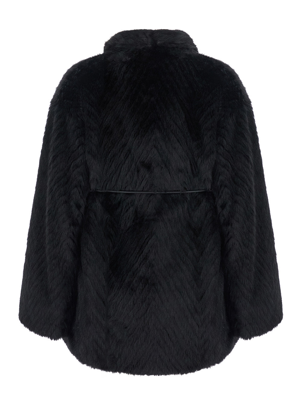 Forte_Forte Women Black Shearling Jacket With Front Belt In Eco Fur For Women