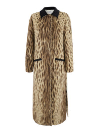 Forte_Forte Women 'Royal Leopard' Beige Coat With Classic Collar And All-Over Leopard Motif In Wool Blend For Women