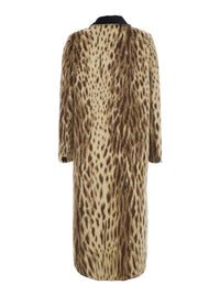 Forte_Forte Women 'Royal Leopard' Beige Coat With Classic Collar And All-Over Leopard Motif In Wool Blend For Women