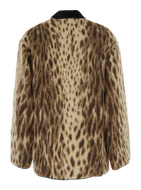 Forte_Forte Women 'Royal Leopard' Beige Jacket With Classic Collar And All-Over Leopard Motif In Wool Blend For Women