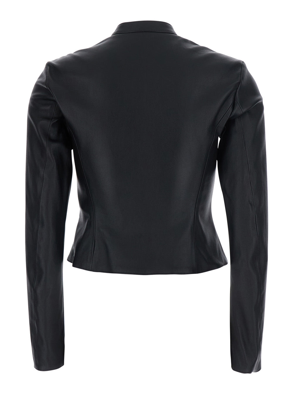 Gucci Women Black Short Jacket With High Neck In Leather For Women