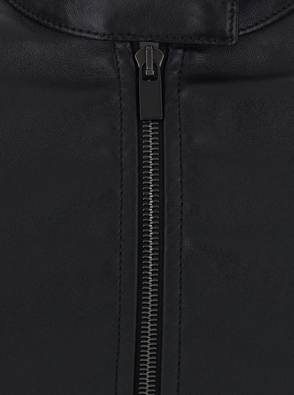 Gucci Women Black Short Jacket With High Neck In Leather For Women