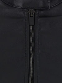 Gucci Women Black Short Jacket With High Neck In Leather For Women