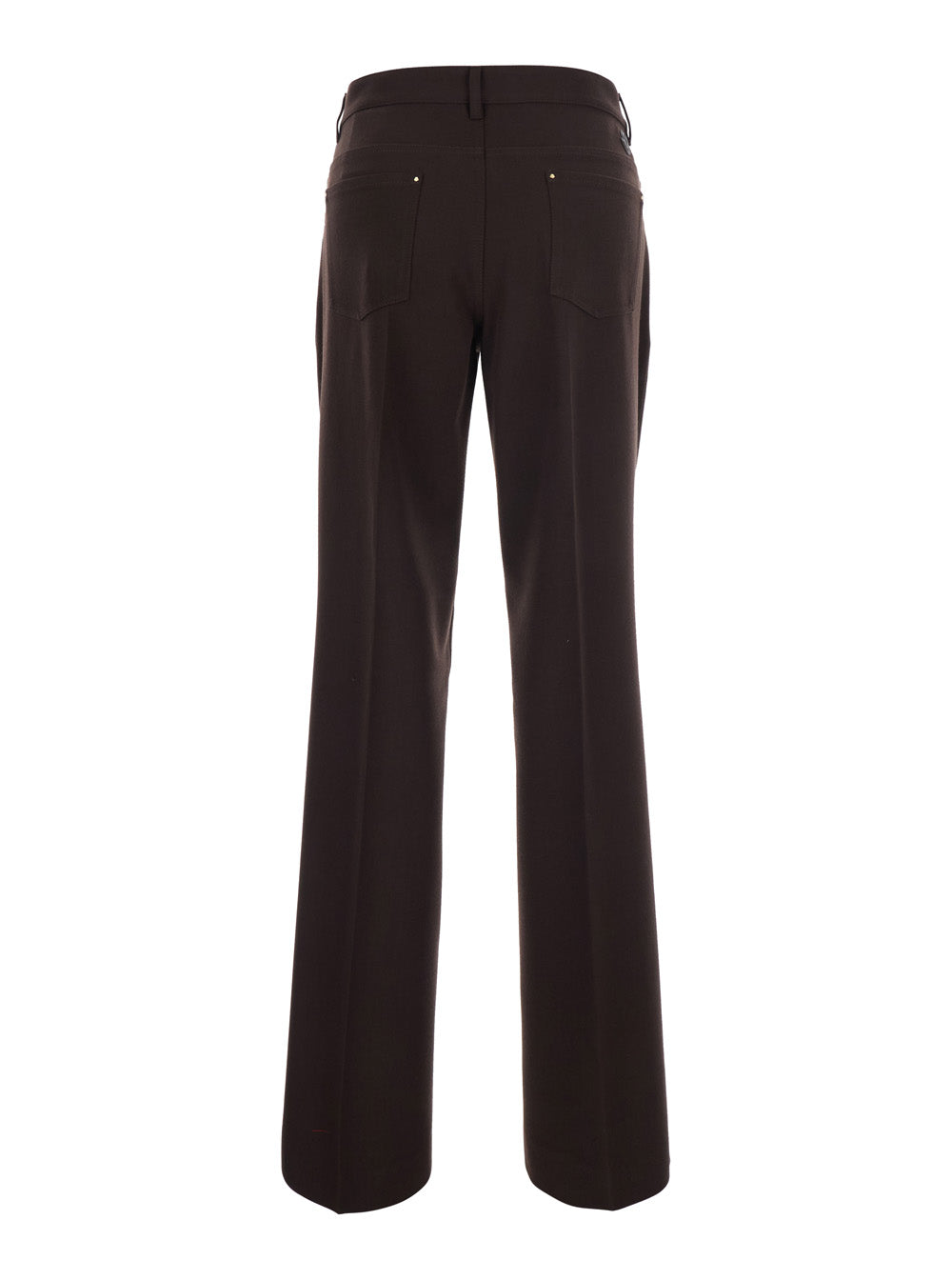Moncler Women Brown Flared-Leg Pants With Logo Charm On The Belt Loop In Wool Blend For Women
