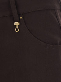 Moncler Women Brown Flared-Leg Pants With Logo Charm On The Belt Loop In Wool Blend For Women