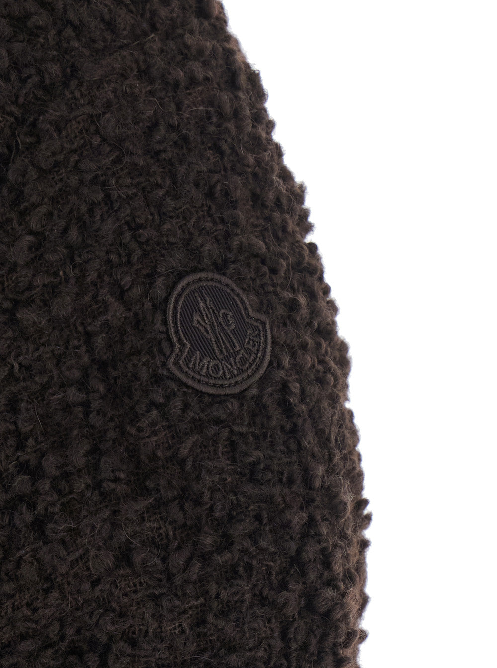 Moncler Women 'Cristalline' Brown Down Jacket With Hood And Logo Patch On Sleeve In Wool And Tech Fabric For Women