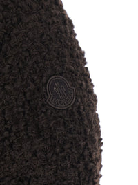 Moncler Women 'Cristalline' Brown Down Jacket With Hood And Logo Patch On Sleeve In Wool And Tech Fabric For Women