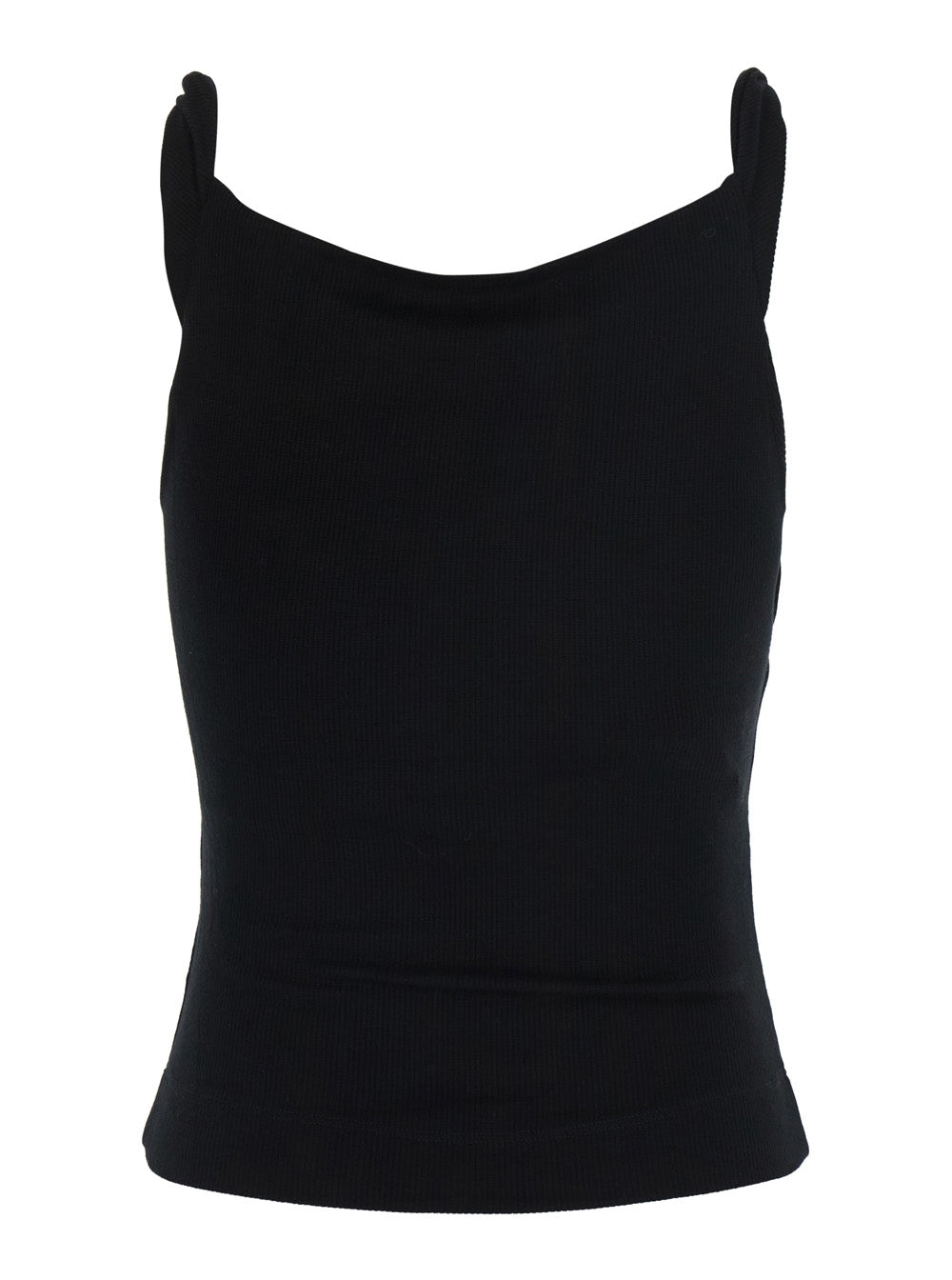 VIVIENNE WESTWOOD Vivienne Westwood Women 'Anna' Black Sleeveless Top With Draped Neckline And Orb Embroidery On The Front In Stretch Viscose For Women