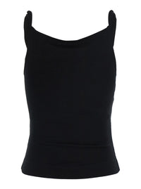 VIVIENNE WESTWOOD Vivienne Westwood Women 'Anna' Black Sleeveless Top With Draped Neckline And Orb Embroidery On The Front In Stretch Viscose For Women