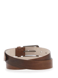 Brunello Cucinelli Women Brown Belt With Carved Finish In Leather Women