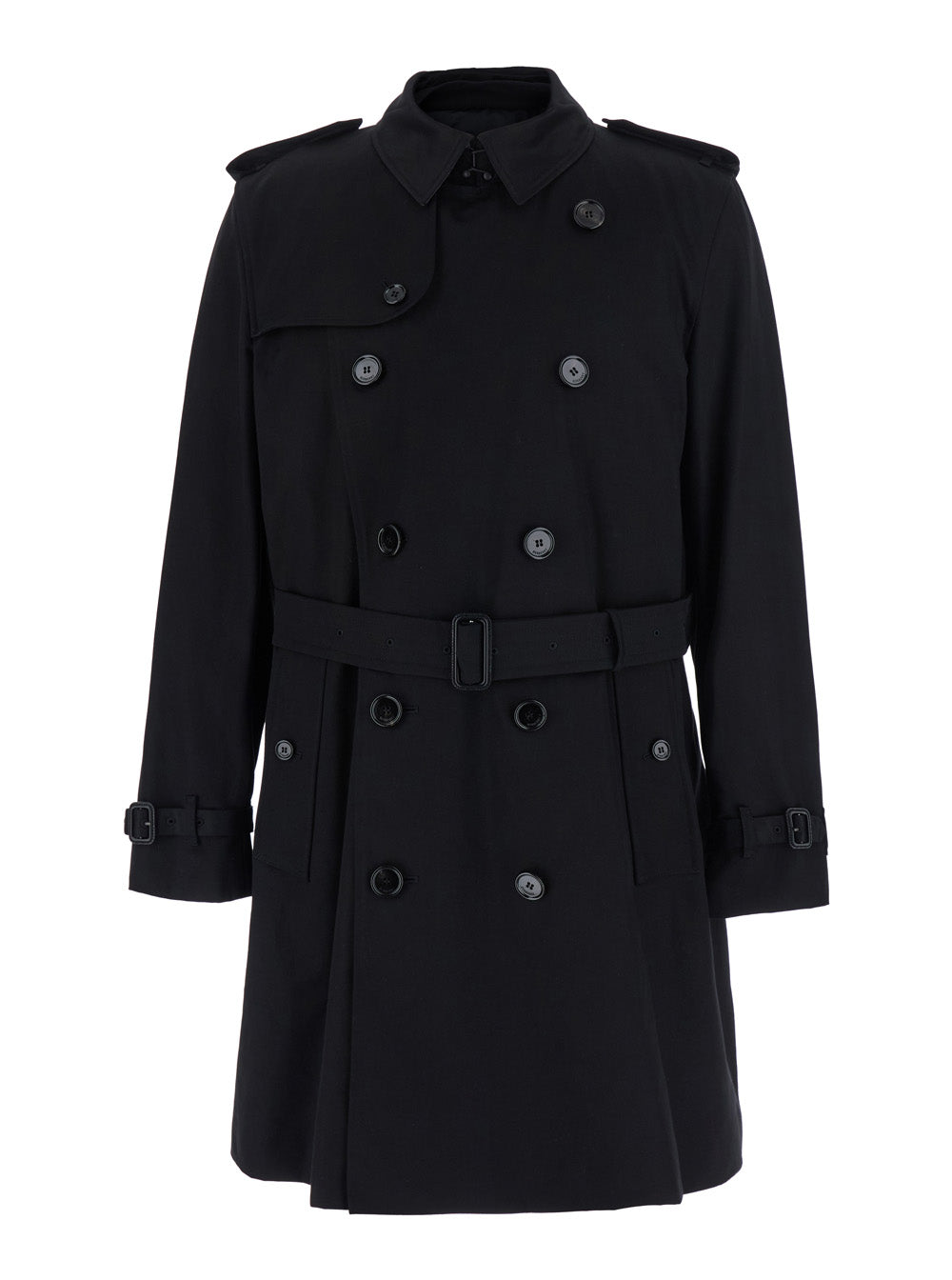 BURBERRY Burberry Men Black Trench Coat With Adjustable Waist Belt And Removable Vest In Fabric For Men