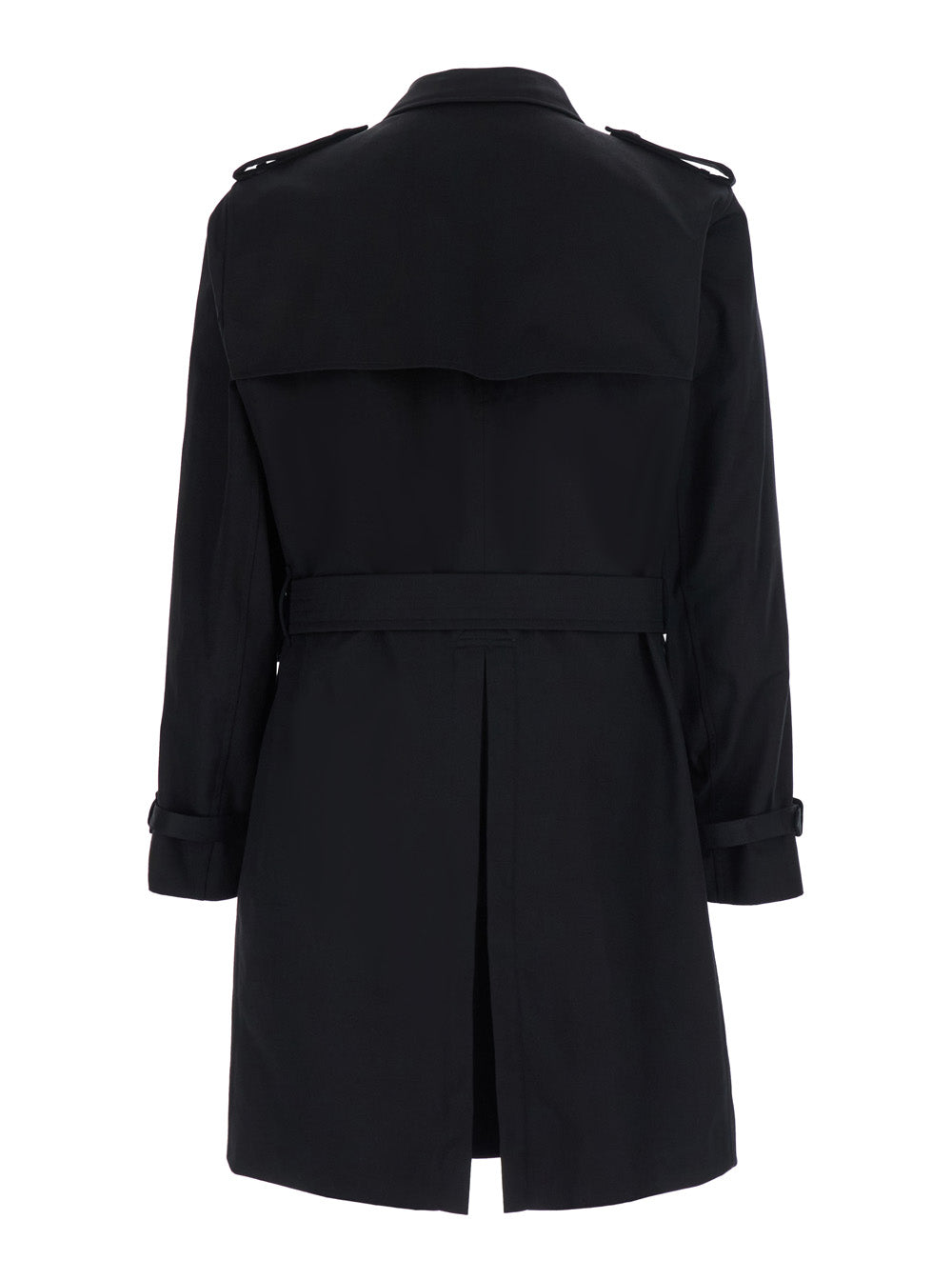 BURBERRY Burberry Men Black Trench Coat With Adjustable Waist Belt And Removable Vest In Fabric For Men