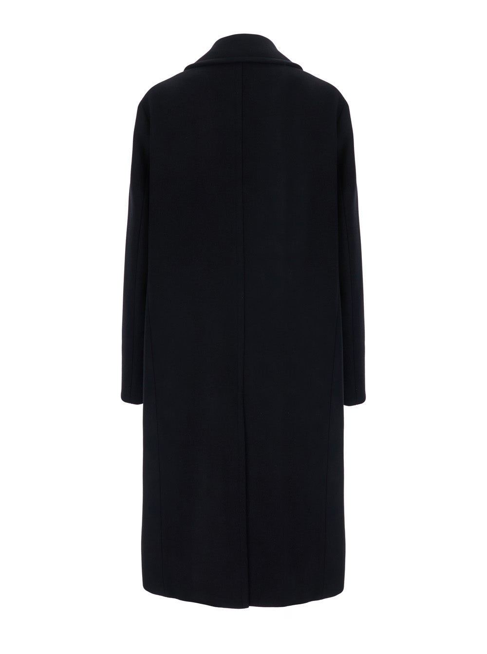 Fendi Men Black Double-Breasted Coat With Wide Notched Revers In Wool For Men