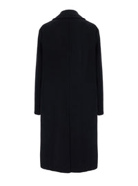 Fendi Men Black Double-Breasted Coat With Wide Notched Revers In Wool For Men
