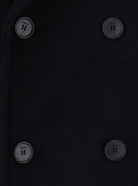 Fendi Men Black Double-Breasted Coat With Wide Notched Revers In Wool For Men