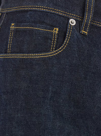 Fendi Men Blue Jeans With Logo Patch On The Back And Contrasting Stitching In Denim For Men