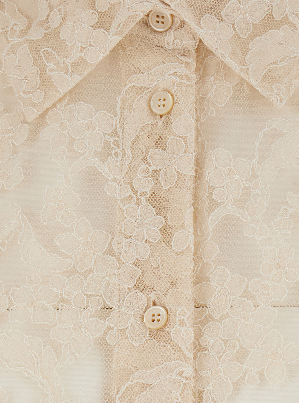 Fendi Women White Shirt With Classic Collar And All-Over Floral Embroidery In Cotton Blend For Women