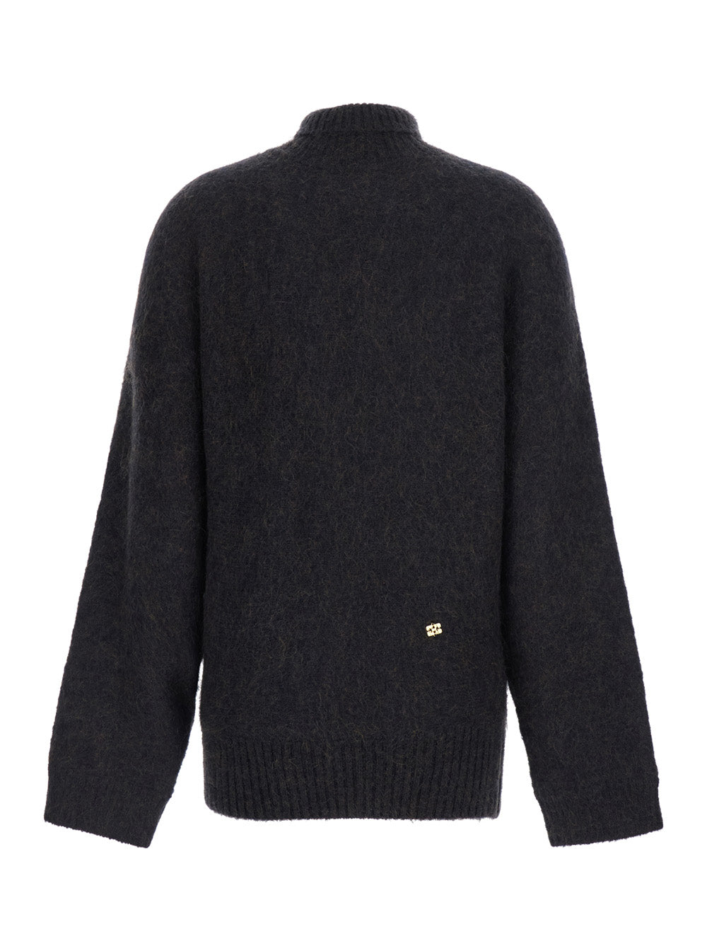 Ganni Women Purple High-Neck Sweater With Logo Plaque On The Front And Brushed Design In Wool Blend For Women