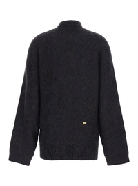 Ganni Women Purple High-Neck Sweater With Logo Plaque On The Front And Brushed Design In Wool Blend For Women
