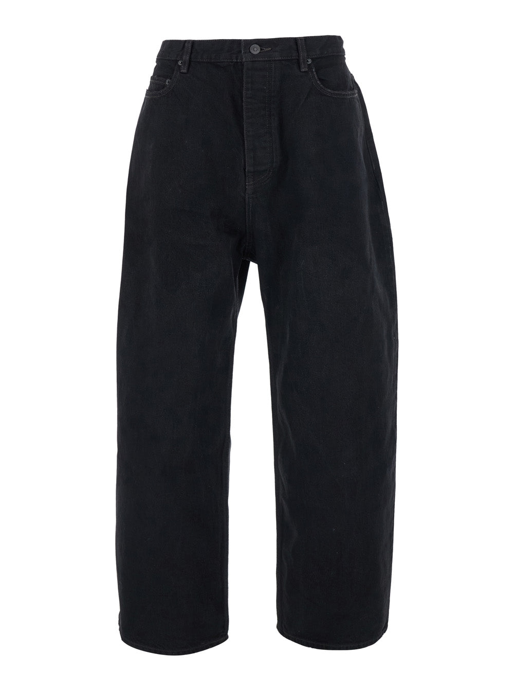 BALENCIAGA Balenciaga Men Black Jeans With Logo Patch On The Back And Wide Leg In Denim For Men