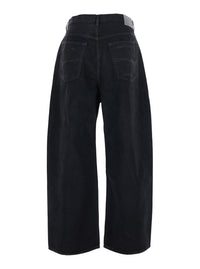 BALENCIAGA Balenciaga Men Black Jeans With Logo Patch On The Back And Wide Leg In Denim For Men