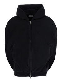 Balenciaga Women Black Sweatshirt With Fixed Hood And Cape Effect In Cotton For Women