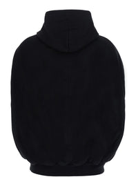 Balenciaga Women Black Sweatshirt With Fixed Hood And Cape Effect In Cotton For Women