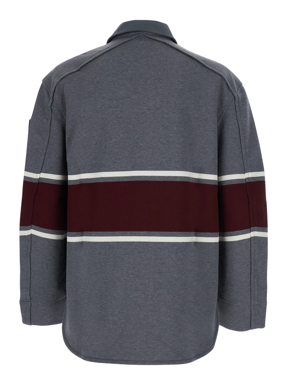 Bottega Veneta Men Grey Sweatshirt With Polo Shirt-Style Collar And Maxi Stripe On Front And Back In Cotton For Men