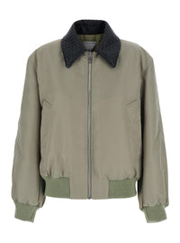 Bottega Veneta Women Beige Jacket With Classic Collar With Intrecciato Motif In Tech Fabric For Women