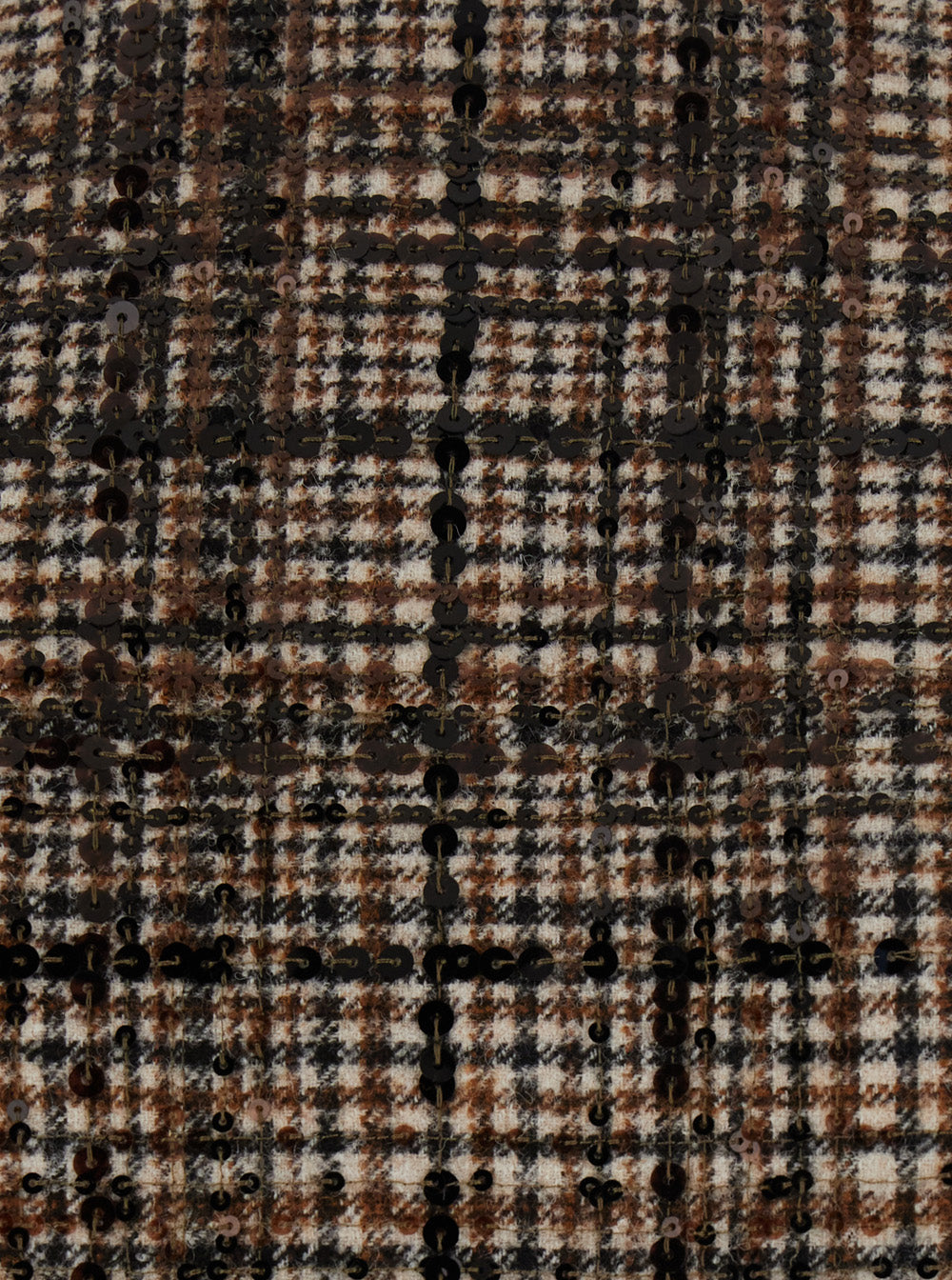 Brunello Cucinelli Women Brown Sleeveless Dress With Round Neckline And All-Over Check Motif In Wool Blend For Women