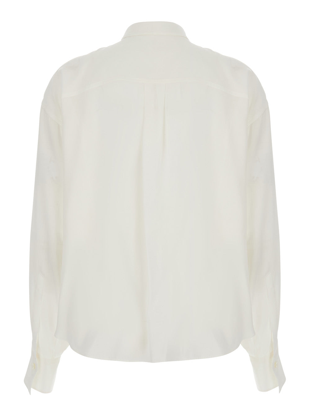 BRUNELLO CUCINELLI Brunello Cucinelli Women White Shirt With Pointed Collar With Monil And Removable Bow Tie On The Front In Silk For Women