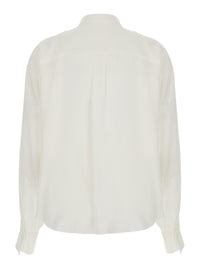BRUNELLO CUCINELLI Brunello Cucinelli Women White Shirt With Pointed Collar With Monil And Removable Bow Tie On The Front In Silk For Women
