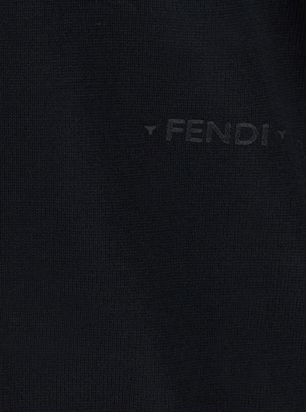 Fendi Men Black Crewneck Sweater With Tonal Logo On The Front In Virgin Wool Men