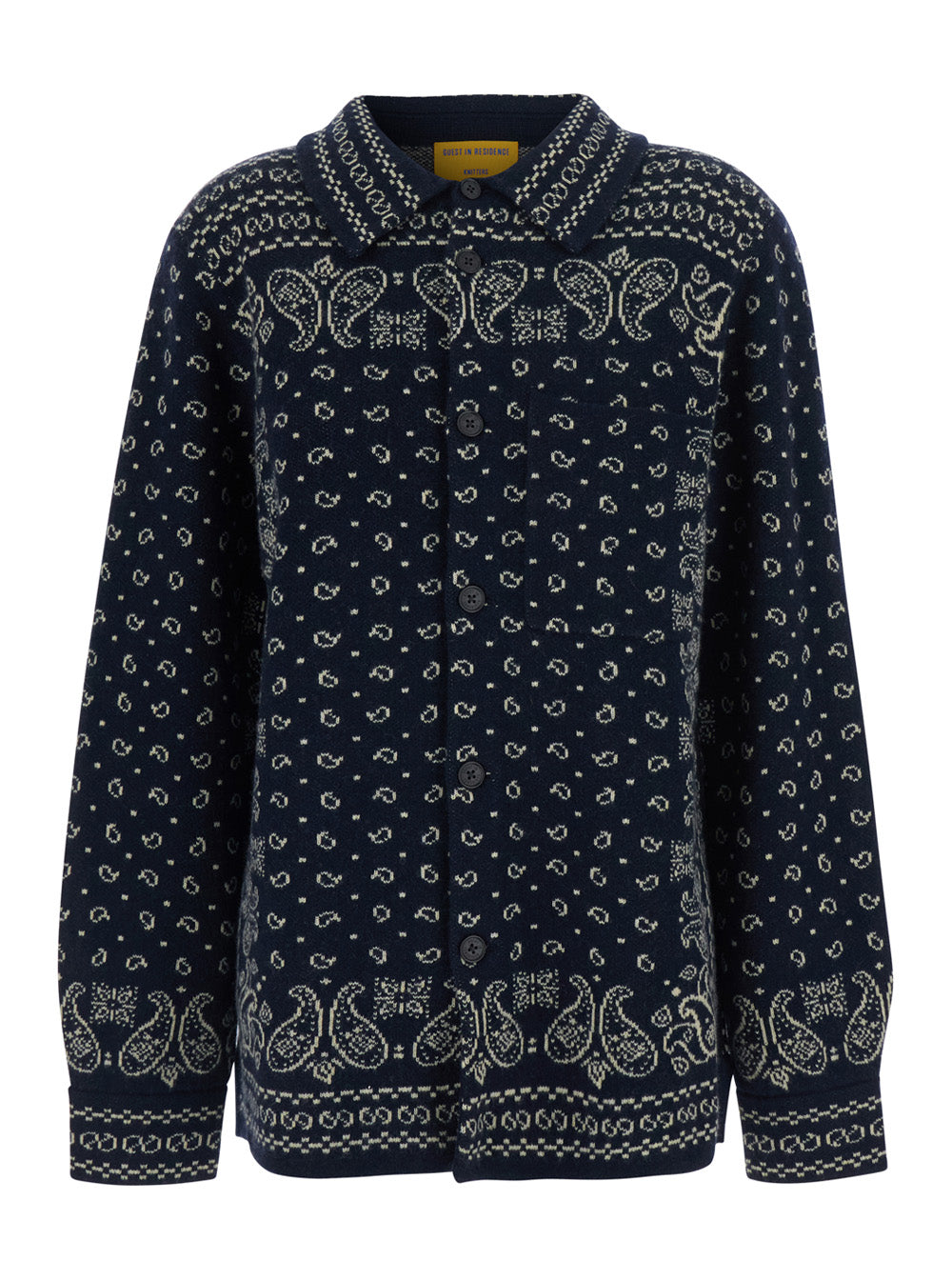 Guest In Residence Women Blue Classic Collar Sweater With All-Over Pattern In Wool Blend Woman
