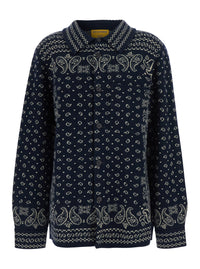 Guest In Residence Women Blue Classic Collar Sweater With All-Over Pattern In Wool Blend Woman