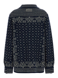 Guest In Residence Women Blue Classic Collar Sweater With All-Over Pattern In Wool Blend Woman